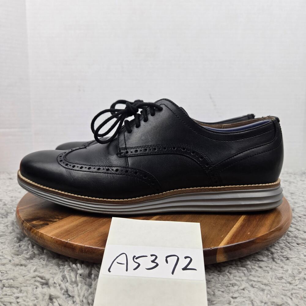 Cole Haan Men 11.5 OriginalGrand Black Gray Leather Casual Wingtip Brogue Oxford